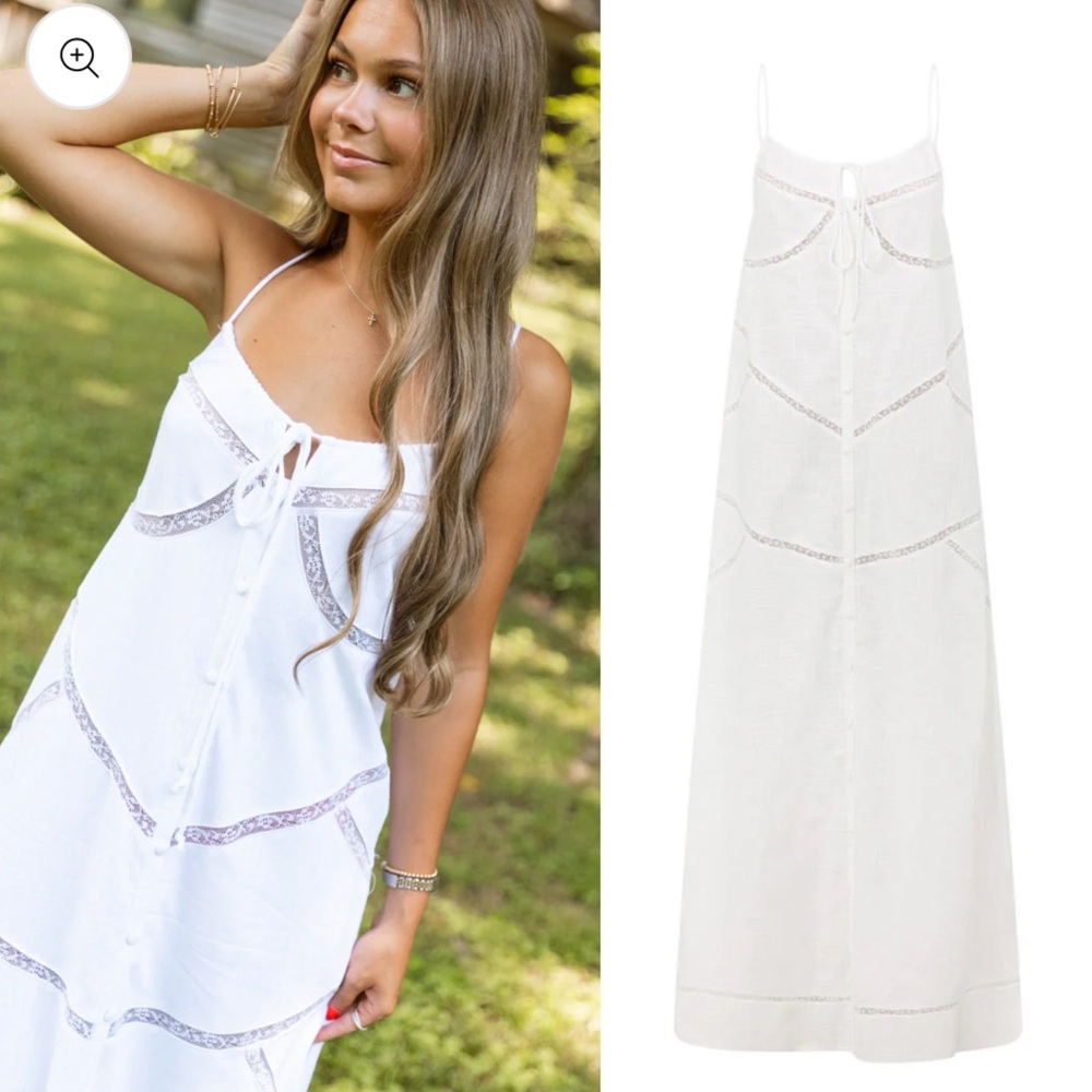 Olivaceous Kallen Maxi Dress A-line lace detail In White size S - Picture 4 of 15